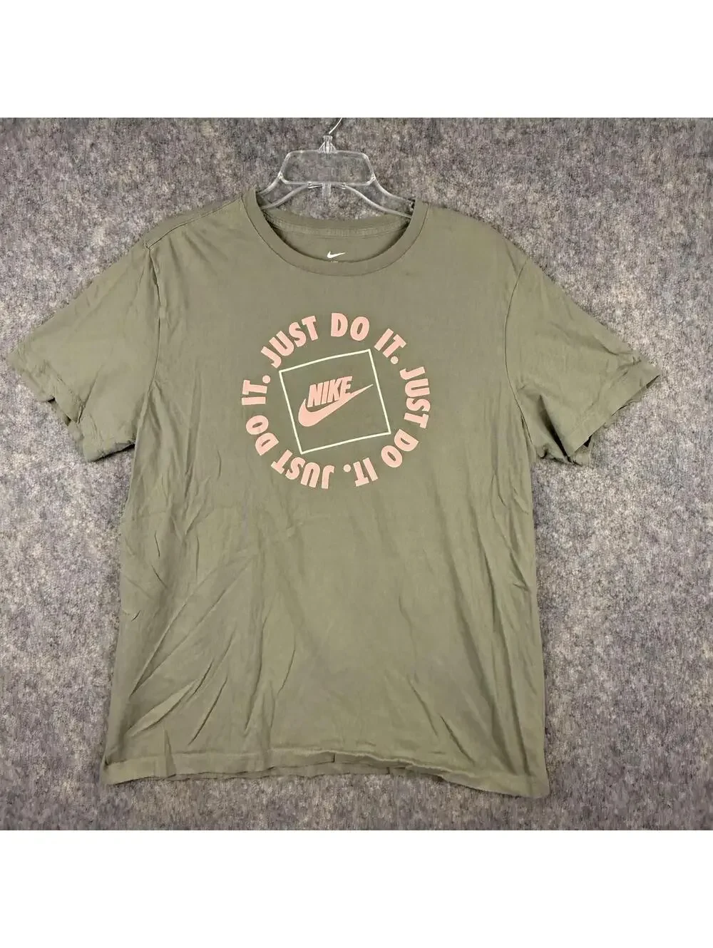 Nike Tee Shirt Olive Green Pink Graphics Men Size Large 623